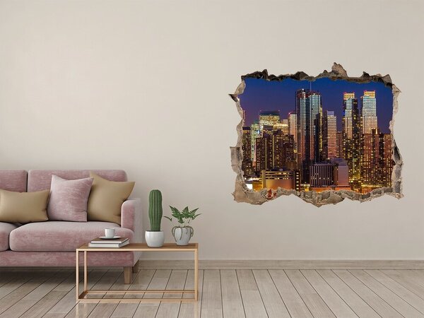 Autocolant gaură 3D Panoramă nocturnă a orașului