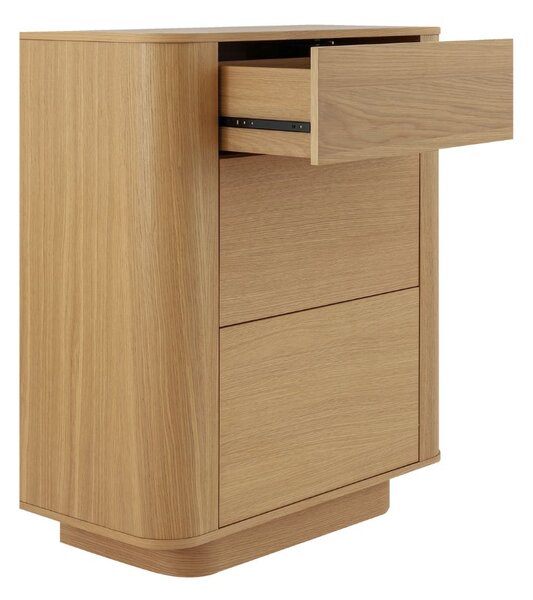 Comodă înaltă cu 3 sertare Navan, stejar natural (80 cm)