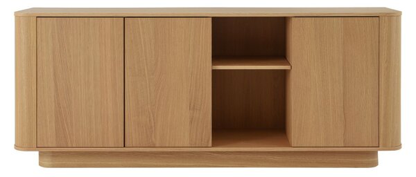 Comodă cu 3 uși și rafturi deschise Navan, stejar natural (180 cm)