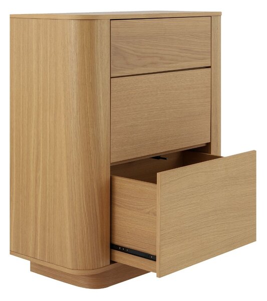 Comodă înaltă cu 3 sertare Navan, stejar natural (80 cm)