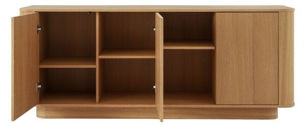 Comodă cu 3 uși și rafturi deschise Navan, stejar natural (180 cm)