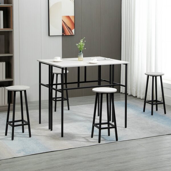 HOMCOM Set Bar Modern cu 4 Scaune și 2 Mese Înalte, PAL și Oțel, Gri, Ideal pentru Living sau Bucătărie | Aosom Romania