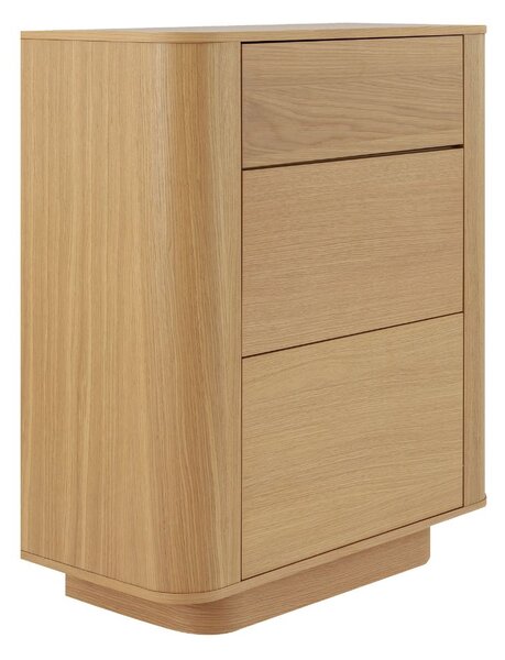 Comodă înaltă cu 3 sertare Navan, stejar natural (80 cm)