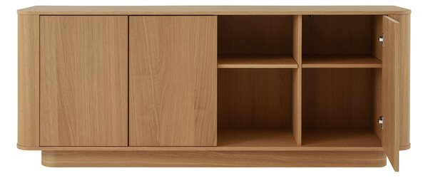 Comodă cu 3 uși și rafturi deschise Navan, stejar natural (180 cm)