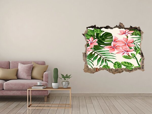 Fototapet 3D gaură în perete Grădină de flori tropicale