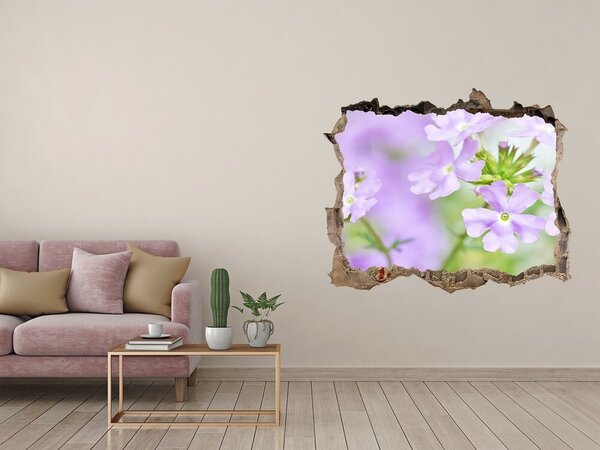 Autocolant 3D gaura cu priveliște Un paradis al florilor în spatele zidului