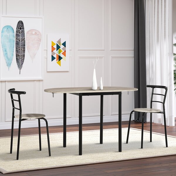 Set de sufragerie HOMCOM din 3 piese cu 2 scaune si 1 masa ovala, pentru spatii limitate, culoare lemn | Aosom RO