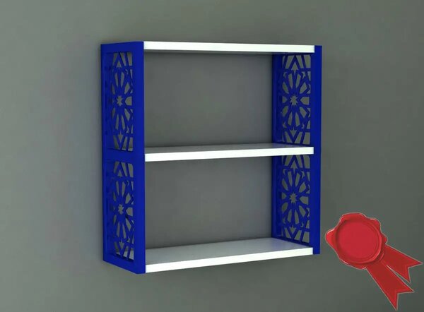 Raft de perete din PAL/PPE, Lulu Homs, alb-albastru, 50 x 45 x 20 cm