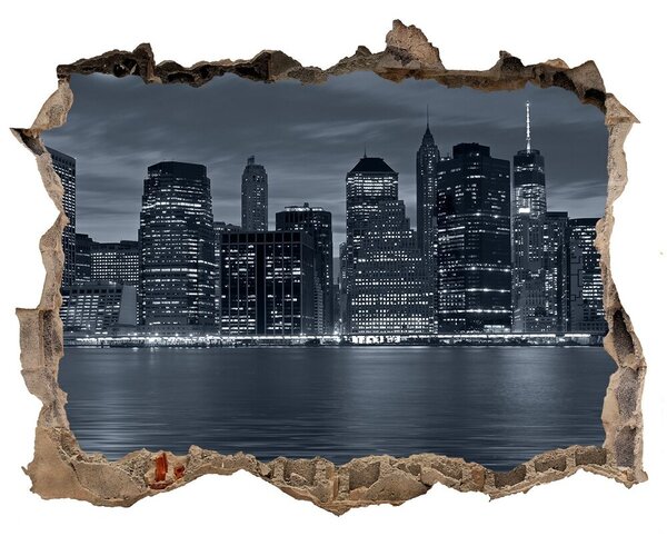 Autocolant un zid spart cu priveliște New york, pe timp de noapte