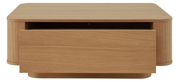 Măsuță de cafea cu sertar și raft deschis Navan, stejar natural (100 cm)
