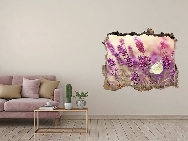 Fototapet 3D gaură în perete Paradisul florilor cu un fluture