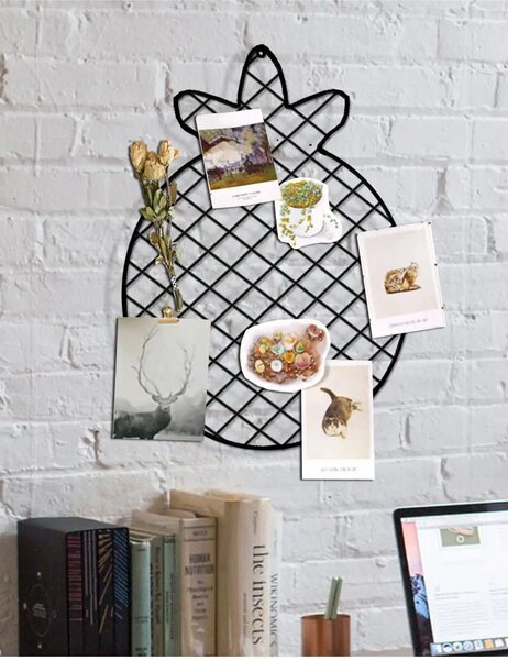Set 2 bucati Panou foto metalic , Ananas Homs, 47 x 36 cm, negru