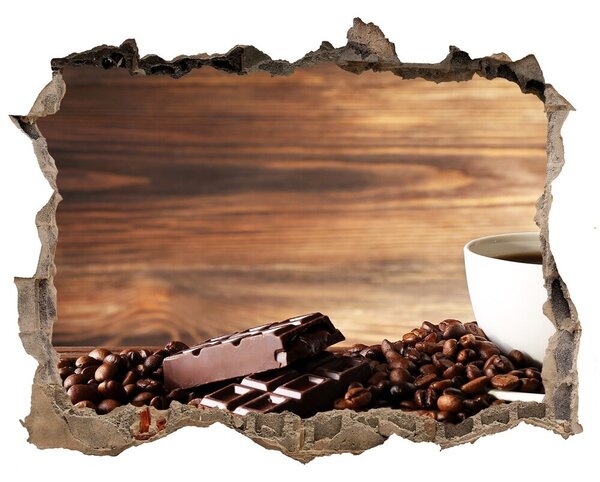 Autocolant un zid spart cu priveliște Cafea si ciocolata
