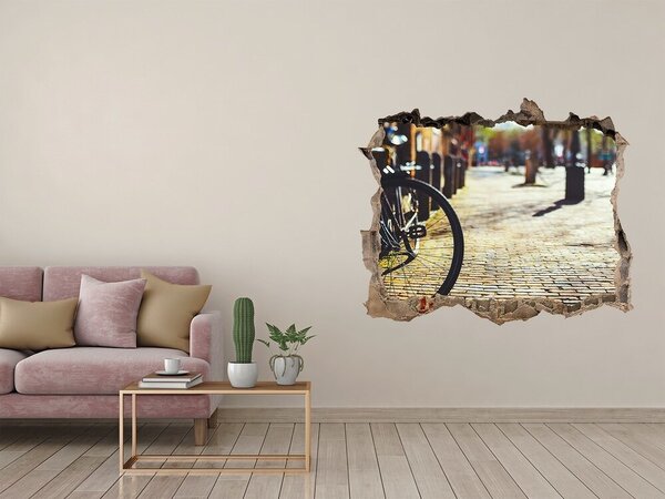 Fototapet 3D gaură în perete Farmecul străzii cu bicicleta