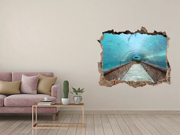 Autocolant gaură 3D Tunel subacvatic în ocean