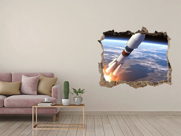 Fototapet 3D gaură în perete Lansarea de rachete în spațiu