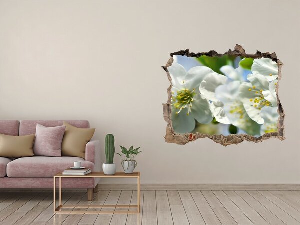 Fototapet 3D gaură în perete Un paradis al florilor în spatele zidului
