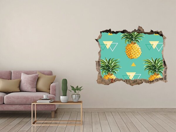 Fototapet un zid spart cu priveliște Ananas pe un fundal turcoaz