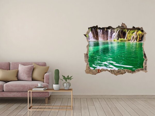 Fototapet 3D gaură în perete Paradis tropical cu o cascadă