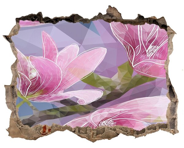 Fototapet 3D gaură în perete Magnolie roz