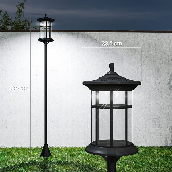 Outsunny Set de două lampioane solare tradiționale de 1,8m - Negru | Aosom Romania