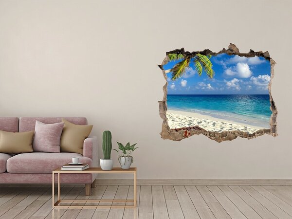 Fototapet un zid spart cu priveliște Plajă tropicală cu palmier