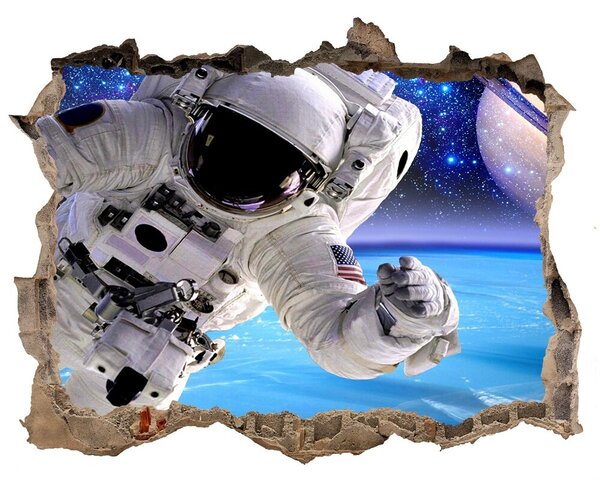 Autocolant un zid spart cu priveliște Astronautul în spațiu