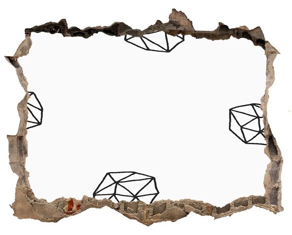 Autocolant 3D gaura cu priveliște Diamante de aur într-o gaură în perete