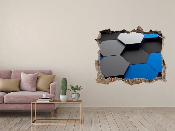 Autocolant gaură 3D Hexagonuri moderne în perete