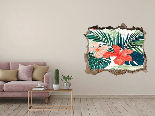Fototapet 3D gaură în perete Paradis tropical în spatele zidului