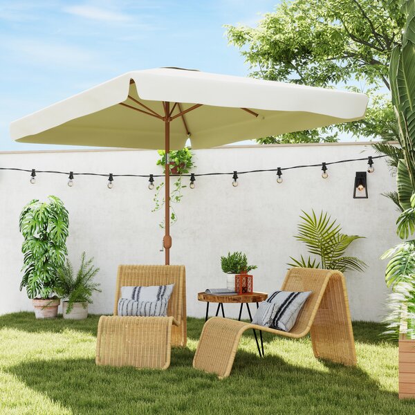 Outsunny Umbrelă de Grădină 2x3 m Înclinabilă cu Deschidere cu Manivelă, Ventilare și Margini Plisate, Anti UV 50+, Aluminiu și Poliester 180 g/㎡, Bej | Aosom Romania