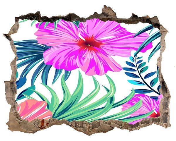 Autocolant 3D gaura cu priveliște Flori hawaii