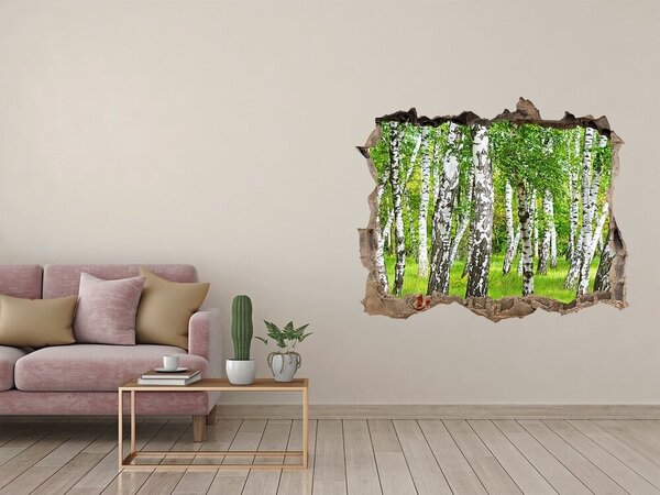 Autocolant 3D gaura cu priveliște Pădure verde de mesteacăn