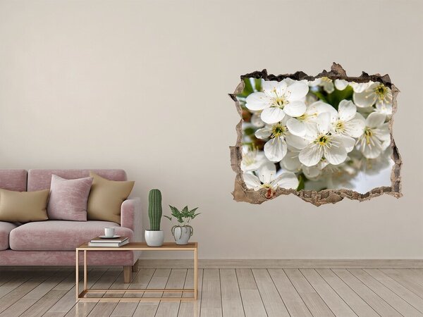 Fototapet 3D gaură în perete Grădina de flori din spatele zidului