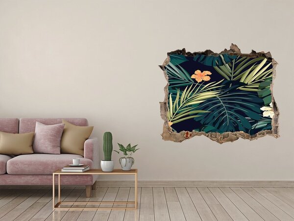 Fototapet 3D gaură în perete Paradis tropical în spatele zidului