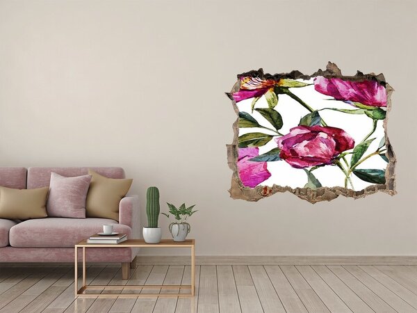 Fototapet 3D gaură în perete Mural floral cu gaură în perete