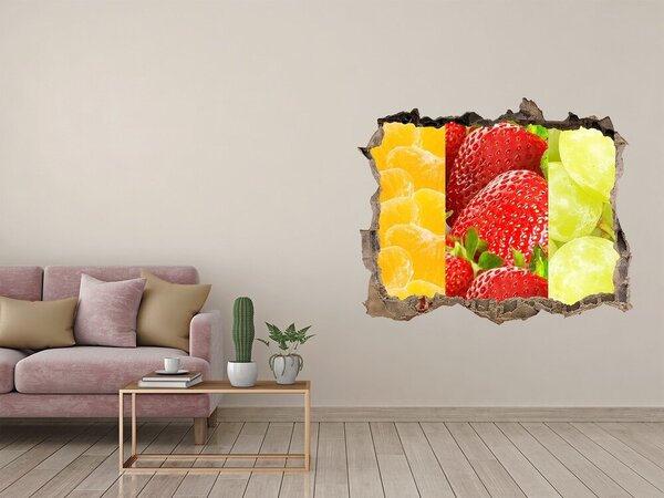 Fototapet 3D gaură în perete Paradisul fructelor din spatele zidului