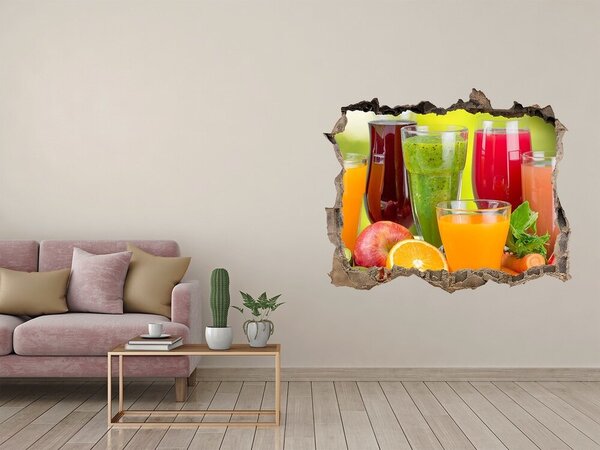 Autocolant gaură 3D Fructe și smoothie-uri la gaura din perete
