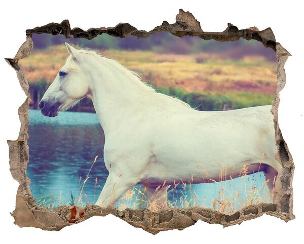Autocolant 3D gaura cu priveliște White lake horse