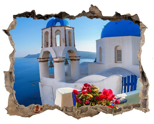 Autocolant de perete gaură 3D Santorini, grecia