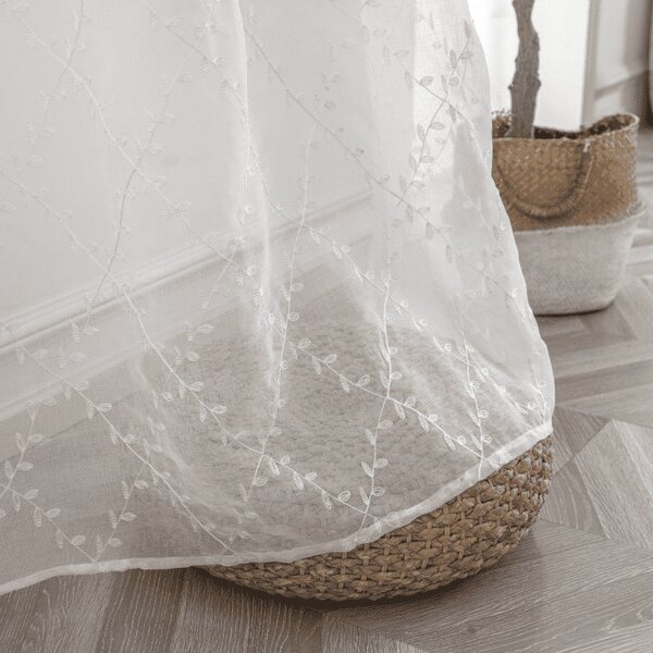 Draperie VINTORA cu model de frunze 140x250 cm Agatat: Inele metalice