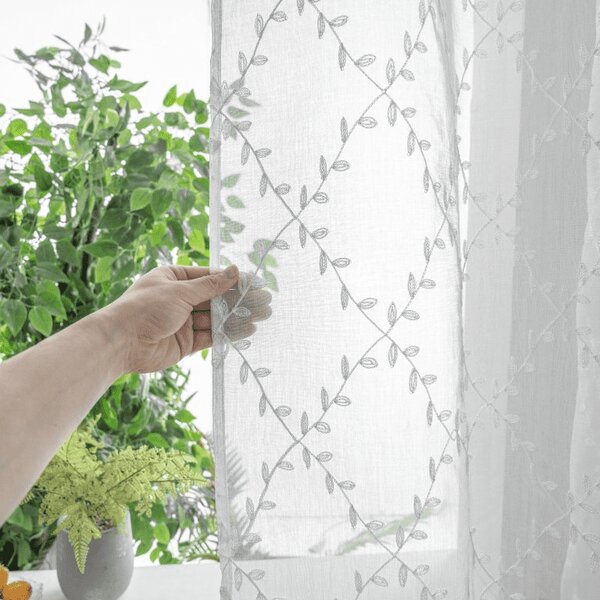 Draperie VINTORA cu model de frunze 140x250 cm Agatat: Inele metalice