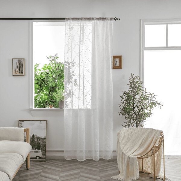 Draperie VINTORA cu model de frunze 140x250 cm Agatat: Inele metalice