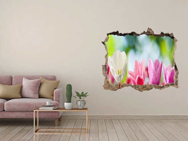 Fototapeta dziura na ścianę Un paradis al florilor în spatele zidului