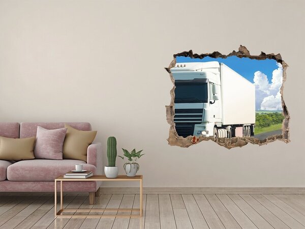 Fototapeta dziura na ścianę Un camion pe șosea printr-o gaură în perete