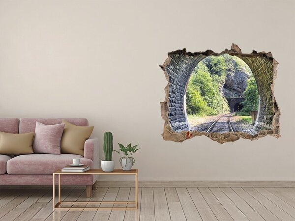 Fototapeta dziura na ścianę 3d Șine de cale ferată în pădure