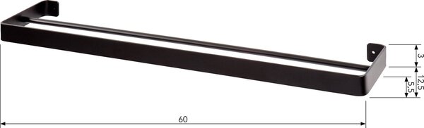 Cuier de perete pentru prosoape HANDY 60x12,5 cm, negru