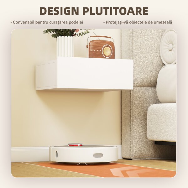 HOMCOM Set de 2 Noptiere Suspendate pentru Dormitor cu Sertar, 40x30x15 cm, Alb | Aosom Romania
