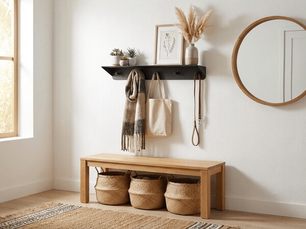 Cuier de perete metalic KENAN 80 cm, negru