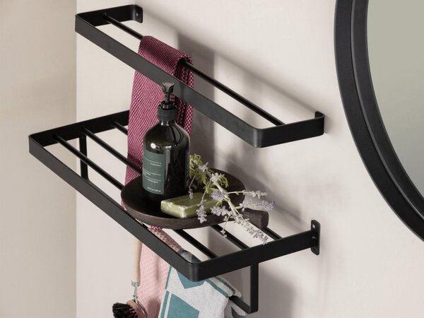 Cuier de perete pentru prosoape HANDY 60x22 cm, negru